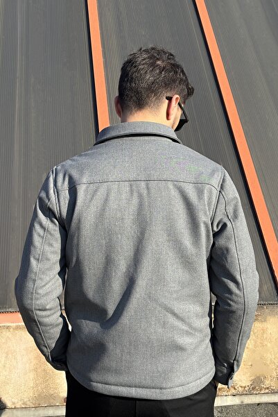 inpool Men'S, Slim-Fit, Shirt Collar, Metal Double Zipper, Old Money Culture, Semi-Coat, Jacket 650