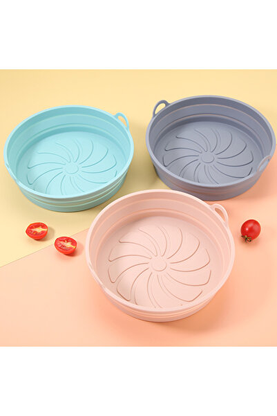 NO BRAND 3 حصيرة خبز سيليكون قابلة للطي للأفران ومقلاة الهواء (دائرية)