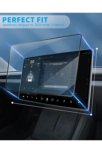 Pell 2in1 for Tesla Model Y Juniper 2025 Anti-Fingerprint Hard Glass Screen Protector Front and Passenger Screen