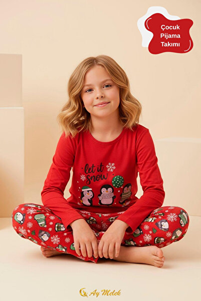 AYMELEK Girls' Pajamas Cotton Patterned Long Sleeve Bottom Top Pajama Set