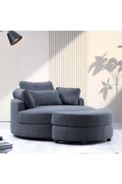 Levona Royal SableWave Dark Gray Linen Chaise - Swedish Wood - 90x120x80 cm