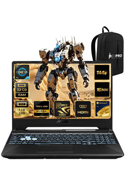 ASUS TUF GAMİNG F16 FX607VJ-RL016 Intel Core 5 210H 32GB 1TB SSD RTX3050 W11P 16" Notebook