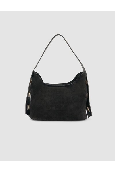 Cabani Black Women's Shoulder Bag with 100% Suede Leather Belt