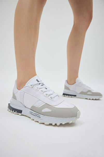 Tonny Black Pantofi sport casual unisex, alb, gri, cu talpă termică groasă, c...