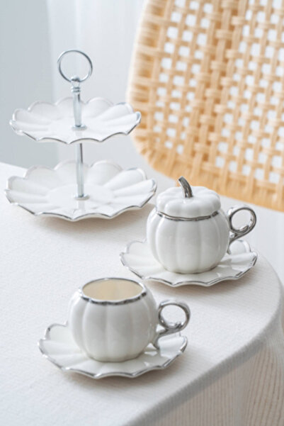 ACAR Betty Silver 2-Person Coffee Cup Set with Stand - 130 ml