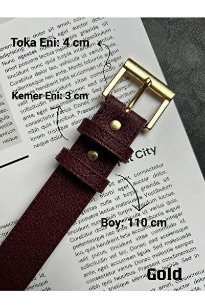 LİA KEMER Lyric Square Patterned Women's Gold Buckle Belt Jacket Belt Dress Belt Trouser Belt