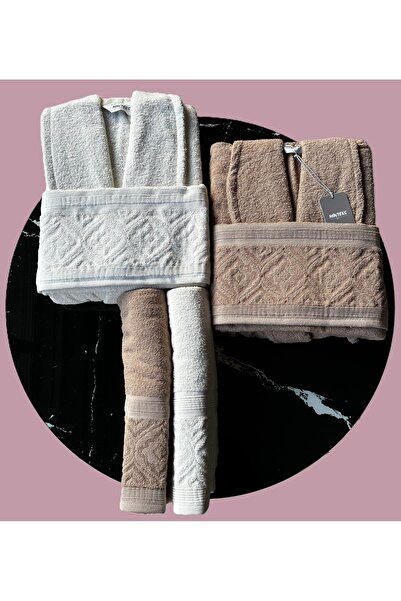 BURSA EV TEKSTİLİ MERKEZİ Minteks Silver Aile Bornoz Seti 4'lü - Sütlü Kahve ...