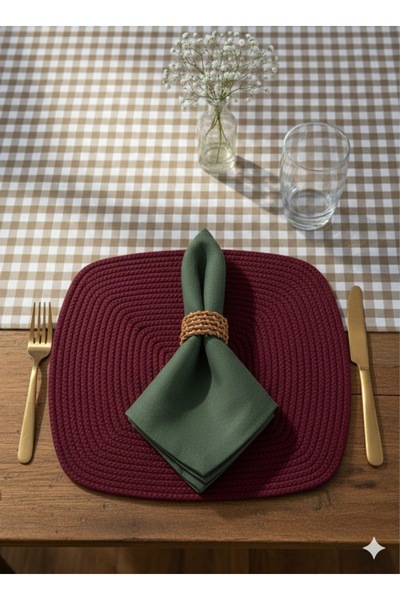 Rose go home Bordo Kare Servis Altlığı 6 Adet