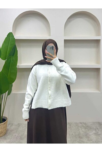 lurex moda Buttoned Cardigan with Slit Detail