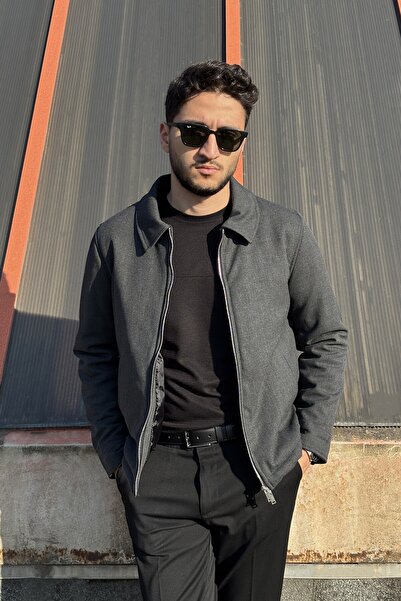 inpool Men'S, Slim-Fit, Shirt Collar, Metal Double Zipper, Old Money Culture, Semi-Coat, Jacket 650