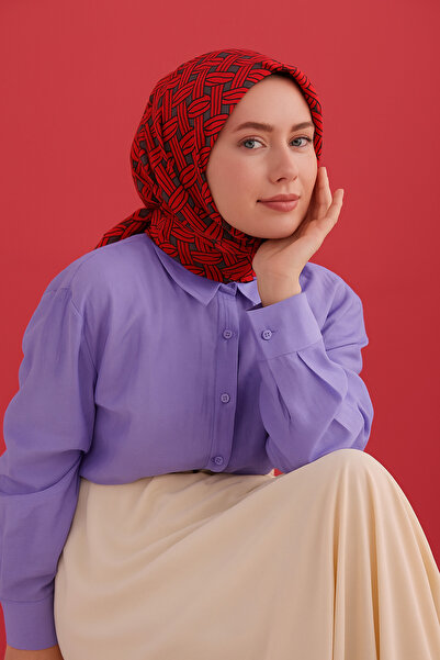 Silk Home Tivil Pure Silk 11479 - 52190 Gray Red Abstract Pattern