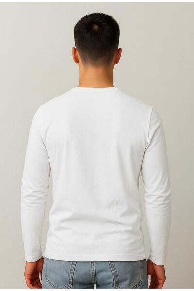 AXXEL Ανδρικό μπλουζάκι με μακρύ μανίκι-λευκό-D240