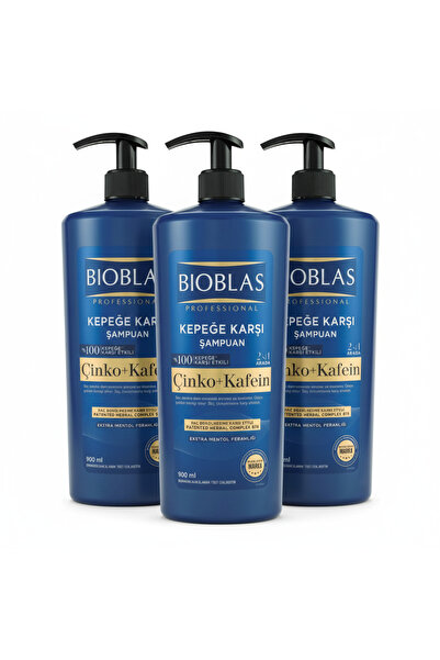 Bioblas Kepeğe Karşı Şampuan 2 Si 1 Arada Çinko Ve Kafein 900 ml 3 Adet