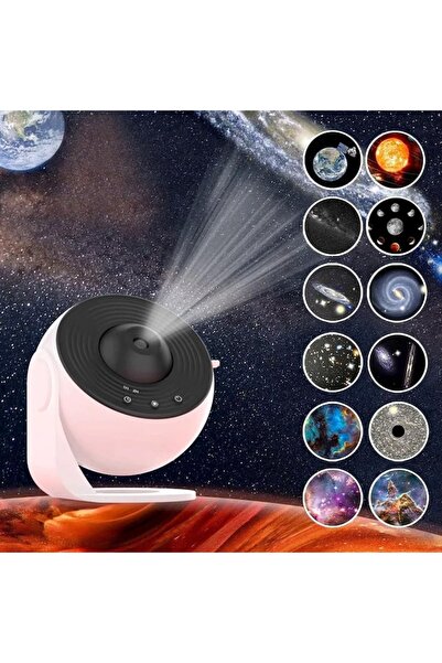 iTin Galaxy projector with 12 film discs, timer, HD resolution, adjustable focus - white