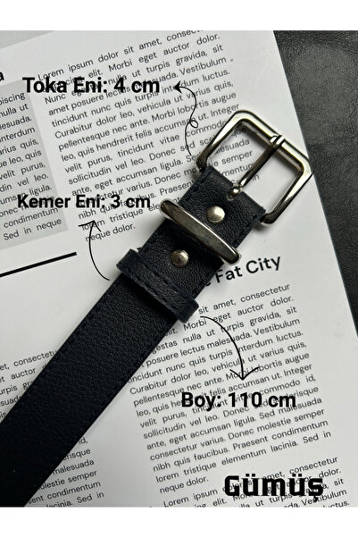 LİA KEMER 7-Piece Hard Oval Rectangular Pattern Women's Silver Buckle Belt Coat Belt Dress Belt Trouser Belt