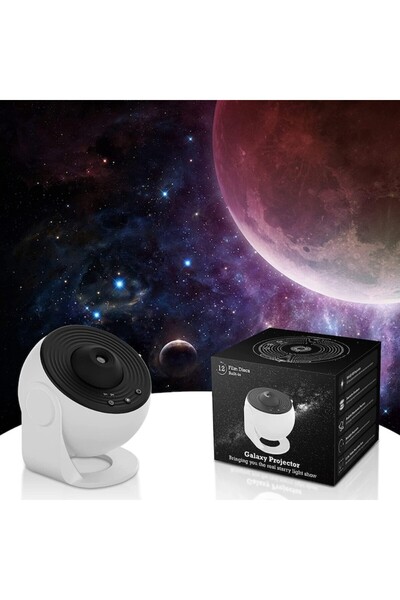 iTin Galaxy projector with 12 film discs, timer, HD resolution, adjustable focus - white