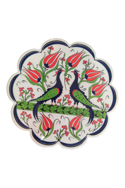 e-meta Türk Çini Sanatı 18 cm Seramik Nihale / Tencere Demlik Altlığı - Papat...