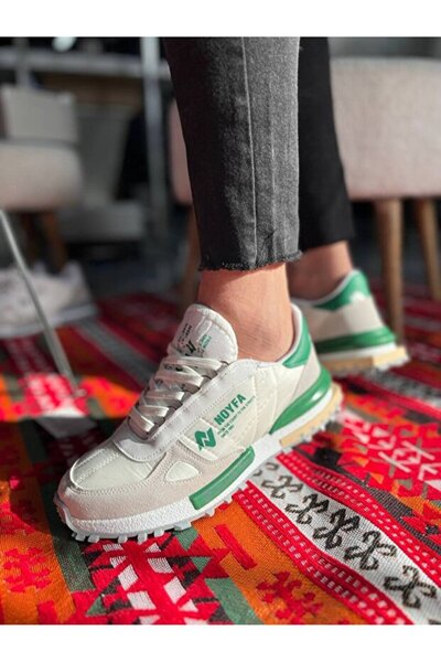 Zerenyus Zrk-N1 Premium White Green Lace-Up Casual Men's Sneaker