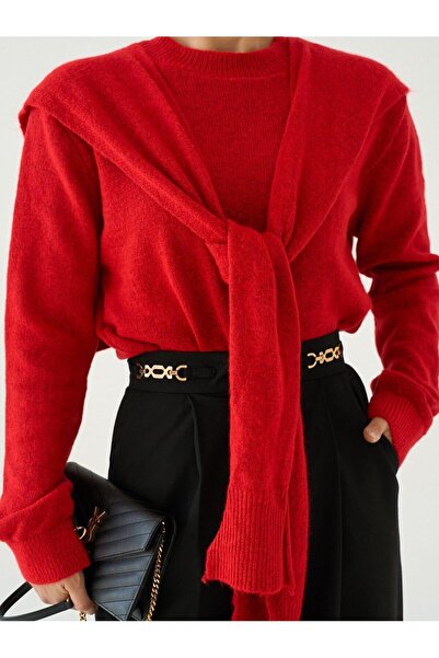 Betül Nayir Tie Detail Sweater -Red