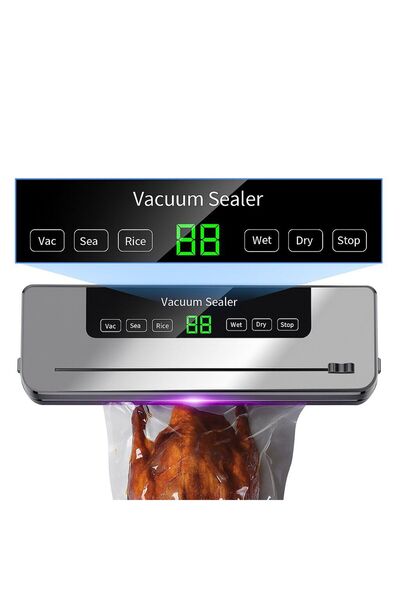 Vacuum Sealer - Food vacuum sealer with UV sterilization, 120W power, 60 Kpa, 6 modes, 30cm, Gray