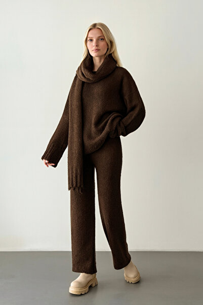 Luna Wear Soft Textured Comfortable Fit Scarf Knitwear Set