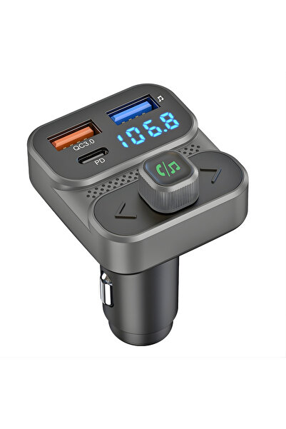 SGTT Modulator FM cu Bluetooth, muzică wireless, 2 porturi USB-A, 1 porturi USB-C pentru încărcare rapidă, microfon hands-free