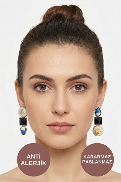 KAYOUBI Kadın Antialerjik Kararmaz Suya Dayanıklı Sallantılı İşlemeli Şık Tar...