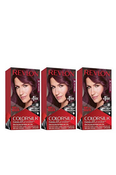 Revlon Permanent Hair Color, Colorsilk, 34 Deep Burgundy, 4.4 Oz (Pack of 3)