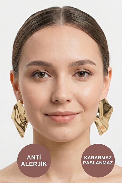 KAYOUBI Kadın Antialerjik Kararmaz Suya Dayanıklı Plaka Gösterişli Büyük Gold...