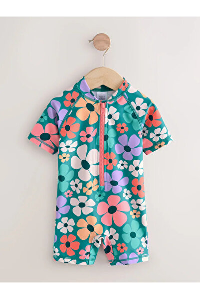 Next Baby Stampy Floral Patterned Sunscreen Baby Girl & Kids Swimsuit