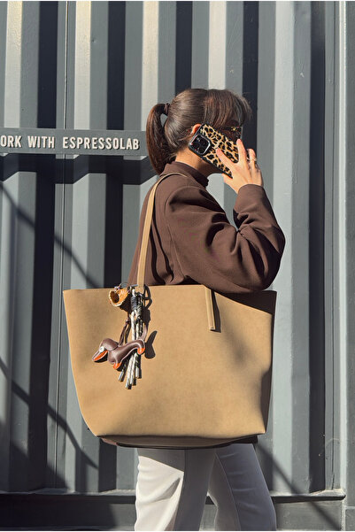 Mupa Shoes Women's Hand and Shoulder Bag Mink Suede