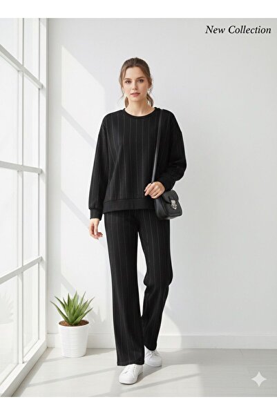 NOXS Taşlı Antrasit Alt Üst oy.sho Eşofman takım