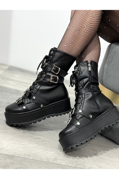 KATYDEA STORE ALEXA Boots with Buckles and Studs
