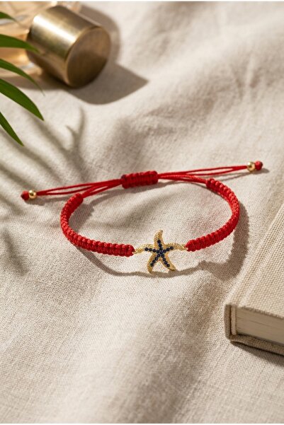 SR Jewelry Box Kırmızı İpli Deniz Yıldızı Figürlü Makrome Bileklik – Ayarlana...