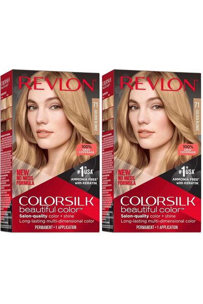 Revlon Colorsilk Beautiful Color Permanent Hair Color, 071 Golden Blonde, 2 Pack