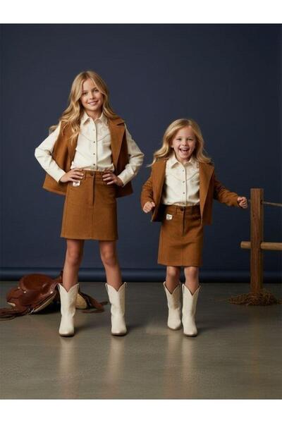 Zekids Girl's Design Suede Skirt with Elastic Waist