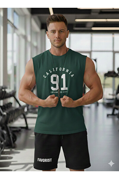 FAVORİST قميص رجالي بدون أكمام كاليفورنيا 91 با مطبوع -SHIRT