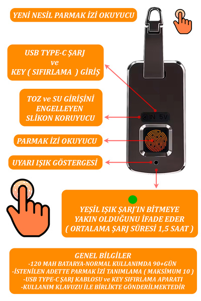 Dada Yeni Nesil Parmak İzi Okuyucu Kilit Sistemli Unisex Okul Sırt Çantası 14...