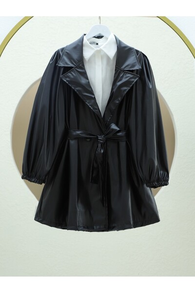 HİJABAYA Двуджобна кожена яке с копчета и еластични ръкави