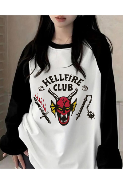 Touz Μπλουζάκι με μακρύ μανίκι Stranger Things Hellfire Club Unisex oversized