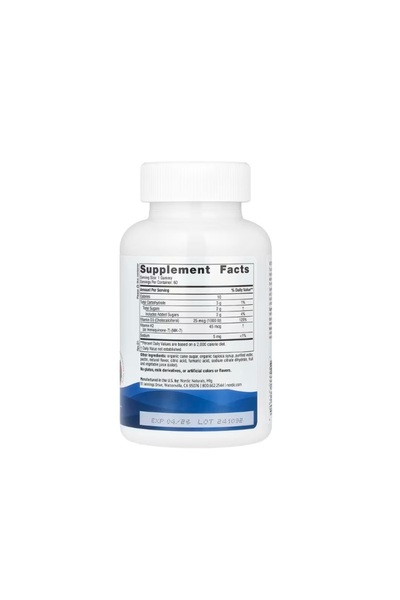 Nordic Naturals Vitamin D3 + K2 Pomegranate 60 Gummies -