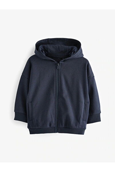 Next Baby Navy Blue Zippered Hooded Baby & Kids Sweatshirt