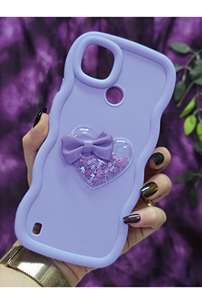 Magic Ring Realme C21Y / Realme C25Y Compatible Heart and Ribbon Star Glitter Lilac Phone Case