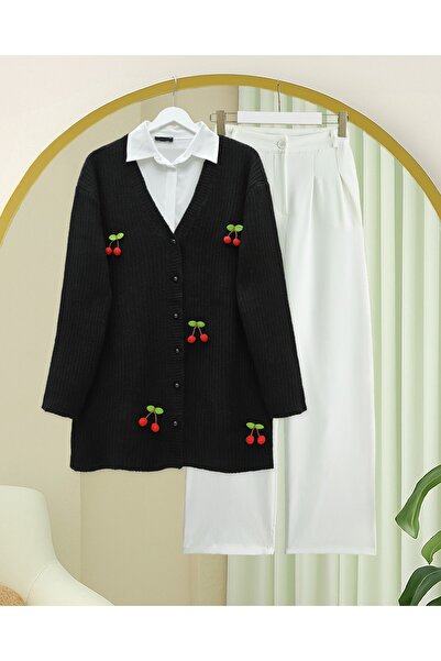 HİJABAYA Πλεκτή ζακέτα με κουμπιά με κεράσια