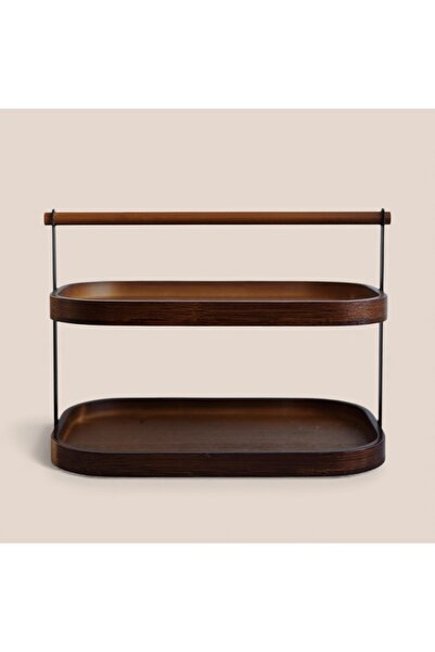 ELZEY HOME Two-Tier Acacia Countertop Organizer Stand