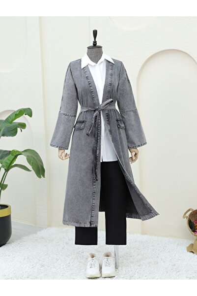 HİJABAYA Подробно джобно дънково яке с колан