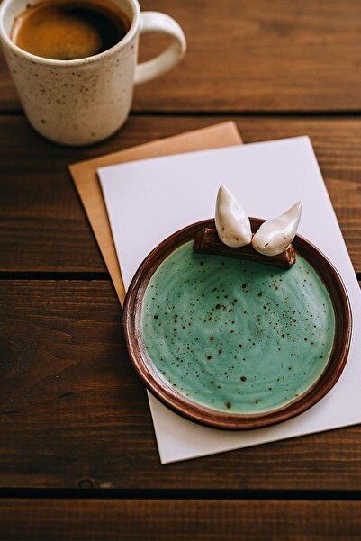 uğurlu dükkan 12 cm Double Dove Turquoise Ceramic Plate