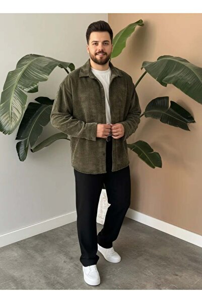 CANMODA Green Oversize Velvet Shirt