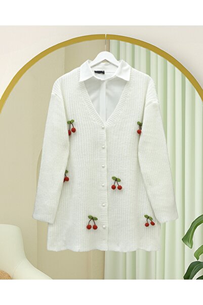 HİJABAYA Πλεκτή ζακέτα με κουμπιά με κεράσια