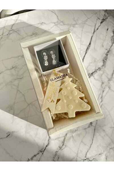 Glamadea Set cadou de sărbători Katy — Cercei cu pisică placați cu argint și lumânare parfumată din ceară de soia